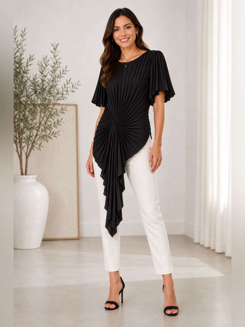 Georgia Hardinge Cascade Top in Black, Size 22 (US 18)